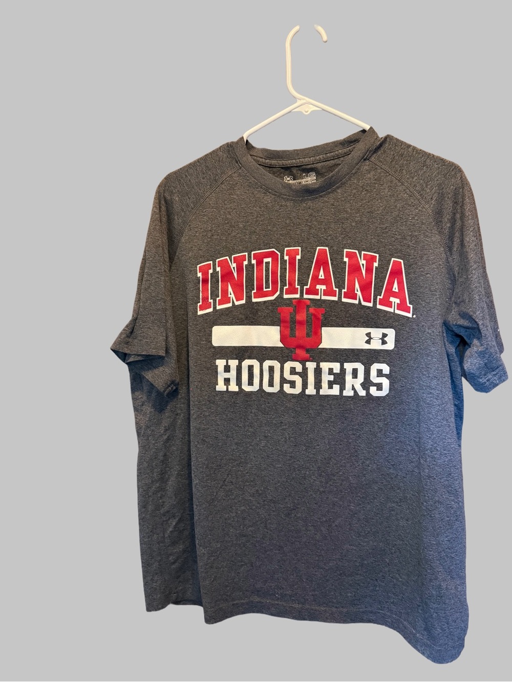 Under Armour Indiana Hoosiers Gray Red Graphic Short Sleeve Tee
